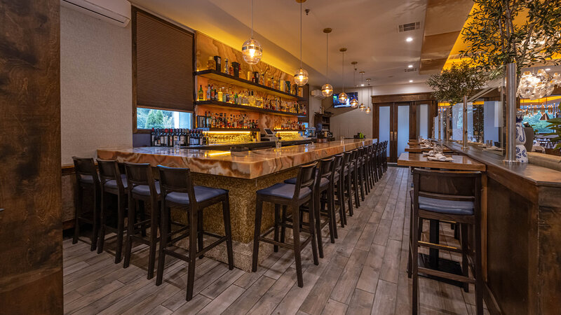 Bar area with high top seating