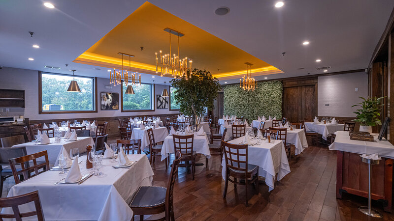 Bright Room private dining room with set tables